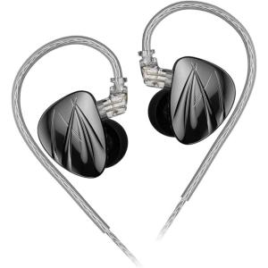Linsoul Joyodio Shine HiFi 1DD+2BA Hybrid Driver in Ear Monitor IEM, with 4-Level Tuning Switch, Detachable 8 Strands Silver-Plated Cable, Zinc Alloy Faceplate, 3D Printed Shell (Black, Without Mic)