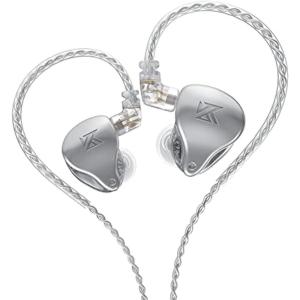 Linsoul KZ AST 24 Units Balanced Armature Combination in-Ear Earphones IEM with Detachable 2pin 0.75 Cable for Musicians Audiophile (Without mic, Silver)