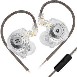Linsoul KZ EDX Pro X in Ear Earphone, Single Dynamic Driver HiFi in-Ear Monitor with Ergonomic Shape, Wired Gaming Earbud, Detachable Cable for Audiophile (Clear, with Mic)