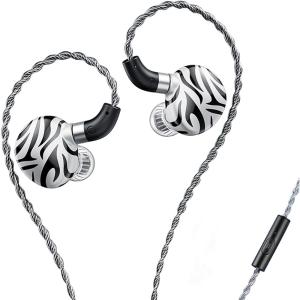 Linsoul TRN White Tiger in Ear Monitor, Dual DD + Planar Diaphragm Triple Driver Earphones, Wired Gaming Earbuds with Three Detachable Nozzles, Silver-Plated Hybrid Cable for Musician (with MIC)