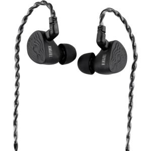 Tripowin Piccolo 11mm LCP Dynamic Driver In Ear Monitor, Dual-Cavity IEM Earphones, Balanced Sound, with Detachable OCC 0.78mm 2 Pin Cable for Audiophile Musician DJ Stage (Silver, Without Mic)(Black)