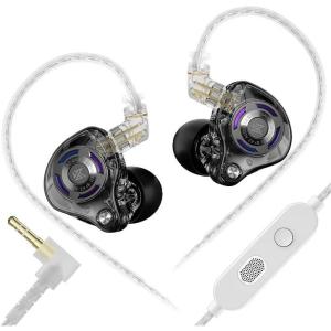 Linsoul KZ Gale in-Ear Monitors,Super-Linear Dynamic Driver IEM Earphone,Ultra-Responsive Bass Hi-Fi Wired Gaming Earbuds with Detachable Recessed 2Pin Cable for Audiophile (with Mic Typec, Black)(Black)