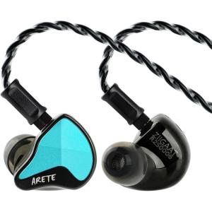 Linsoul ZiiGaat x Fresh Reviews Arete II IEM,2nd Gen 1DD+4BA Hybrid in Ear Monitor,Wired HiFi Earbuds,Full CNC Aluminum Shell Earphone with Detachable Silver-Plated OFC Cable for Musician (Red)(Blue)