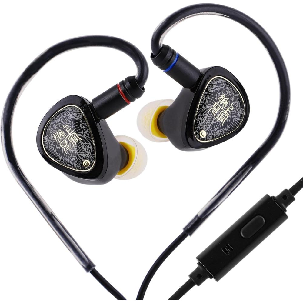 image:imageLinsoul TANGZU Waner SG II in Ear MonitorHiFi Wired Earbuds10mm Dynamic Driver PET Diaphragm Gaming IEM Earphones with 2Pin Detachable OFC Cable for Audiophile DJ Stage Red Lion 35mm MicClear Black