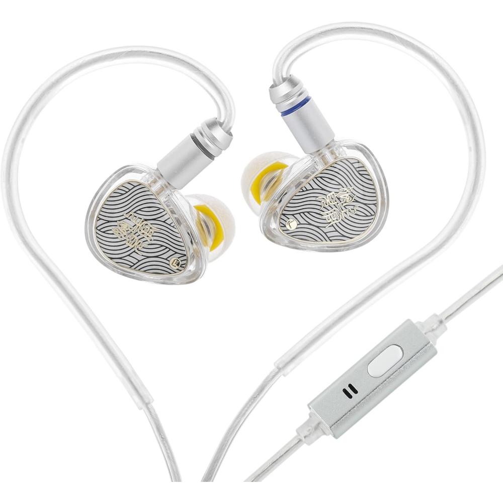 image:imageLinsoul TANGZU Waner SG II in Ear MonitorHiFi Wired Earbuds10mm Dynamic Driver PET Diaphragm Gaming IEM Earphones with 2Pin Detachable OFC Cable for Audiophile DJ Stage Red Lion 35mm MicClear White