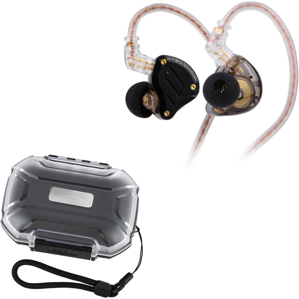 image:imageLinsoul KZ ZS10 Pro 4BA1DD 5 Driver inEar HiFi Metal EarphonesSTDDark Black  LC02 in Ear Monitor Case